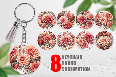 Keychain Dahlia Pattern Sublimation artnoy 