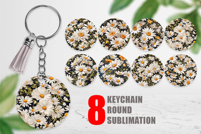 Keychain Daisies Pattern Sublimation artnoy 