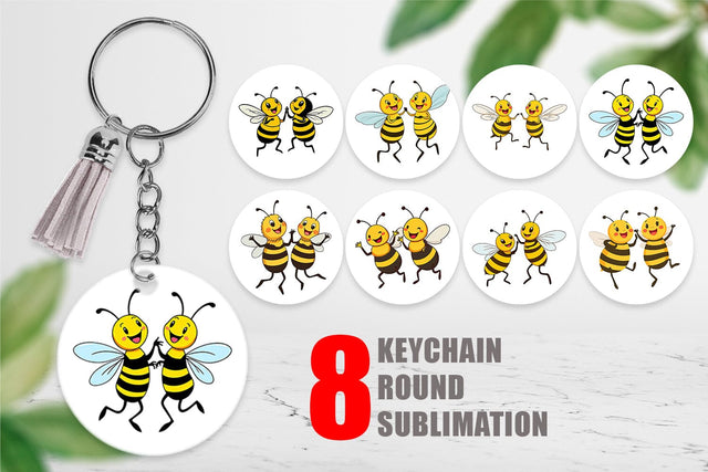 Keychain Dancing Bees Sublimation artnoy 