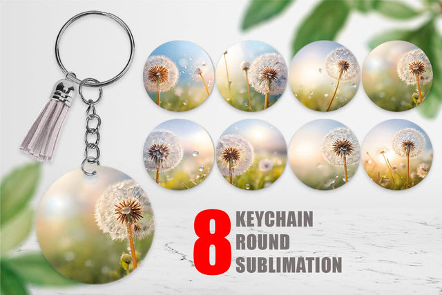Keychain Dandelion Flower Sublimation artnoy 