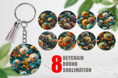 Keychain Dandelions Flower Pattern Sublimation artnoy 