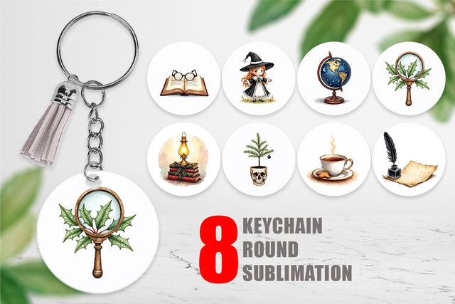 Keychain Dark Academia Scholarly Christmas Sublimation artnoy 