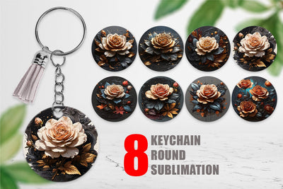 Keychain Dark Rose flower Sublimation artnoy 