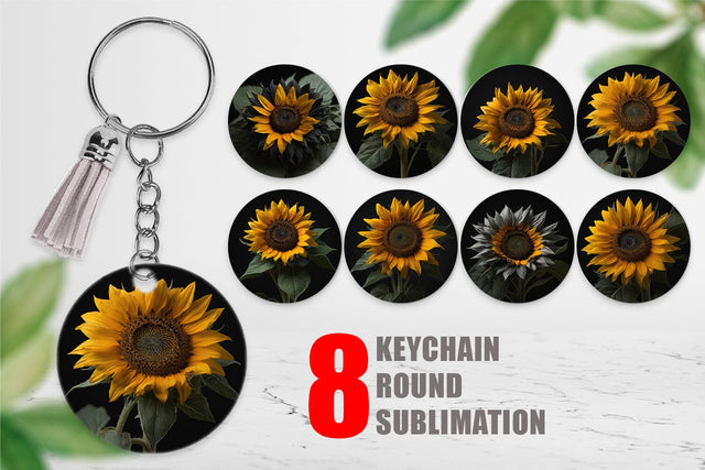 Keychain Dark Sunflower Sublimation artnoy 