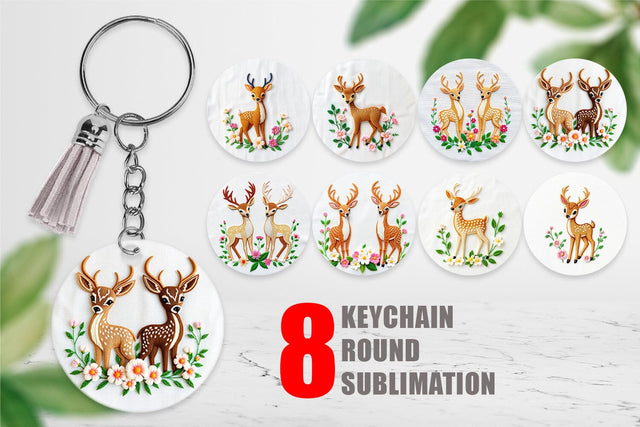 Keychain Deer Embroidery Sublimation artnoy 