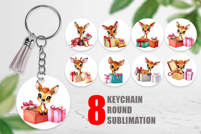 Keychain Deer Fawn Gift Sublimation artnoy 