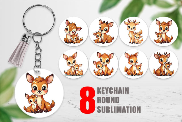 Keychain Deer Mother's Day Sublimation artnoy 