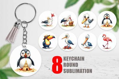 Keychain Derpy Beach Birds Sublimation artnoy 