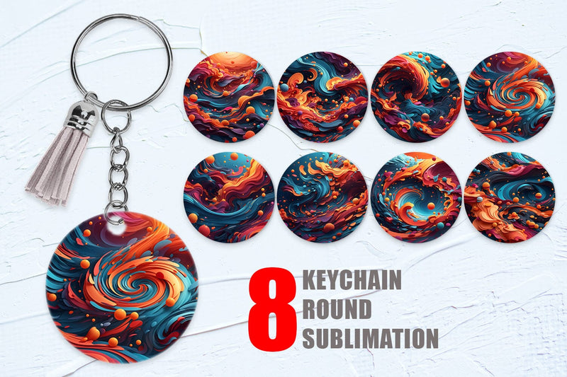 Keychain Design 3D Wave Colorful Sublimation artnoy 