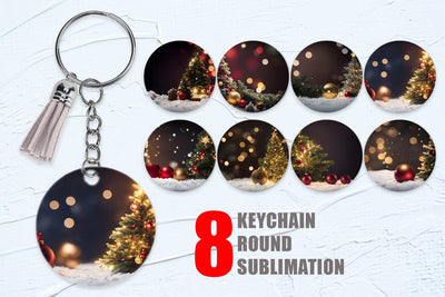 Keychain Design Christmas Bokeh Sublimation artnoy 