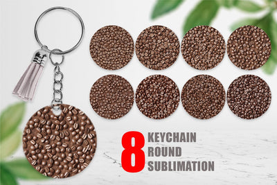 Keychain Design Coffee Beans Pattern Sublimation artnoy 