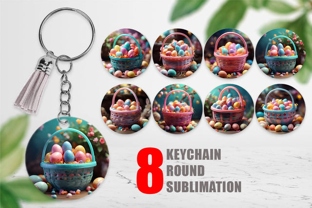 Keychain Design Easter Basket with Eggs Sublimation artnoy 