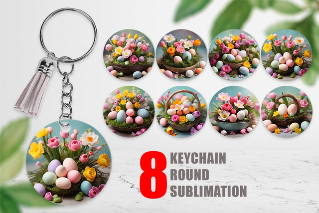 Keychain Design Easter Spring Flowers Sublimation artnoy 
