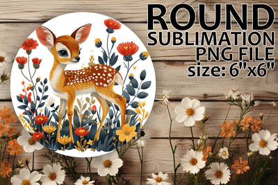 Keychain Design featuring Deer with Flowers Sublimation afrosvg 