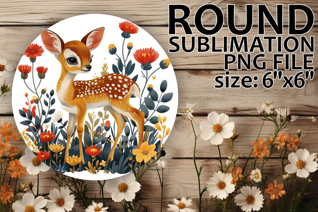 Keychain Design featuring Deer with Flowers Sublimation afrosvg 