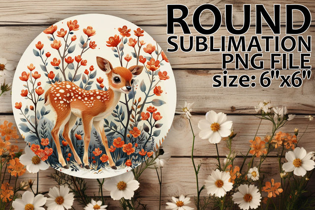 Keychain Design featuring Round Deer with Flowers Sublimation afrosvg 