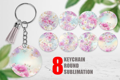 Keychain Design Flower Pastel Pattern Sublimation artnoy 