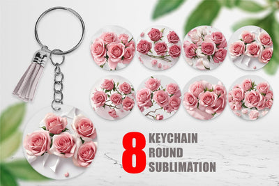 Keychain Design Pink Rose Sublimation artnoy 