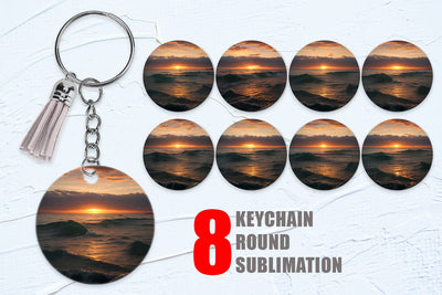 Keychain Design Sea Sunset Landscape Sublimation artnoy 