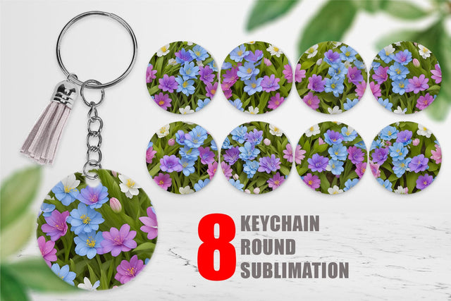 Keychain Design Spring flowers Pattern Sublimation artnoy 