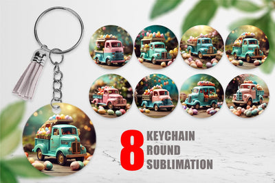 Keychain Design Truck Carrying Eggs Sublimation artnoy 