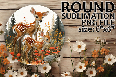 Keychain Design with Floral Deer Round Ornament Sublimation afrosvg 