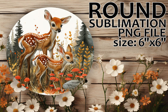 Keychain Design with Floral Deer Round Ornament Sublimation afrosvg 