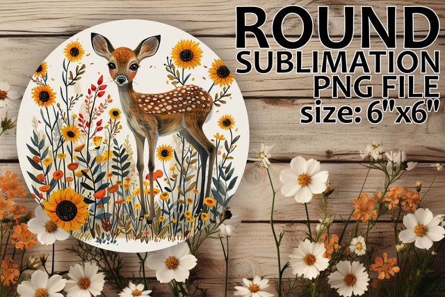 Keychain Design with Floral Deer Round Ornament Sublimation afrosvg 
