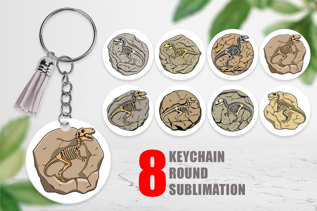 Keychain Dino Fossil Sublimation artnoy 