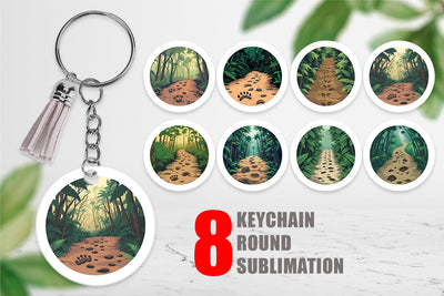 Keychain Dino Tracks in Jungle Sublimation artnoy 