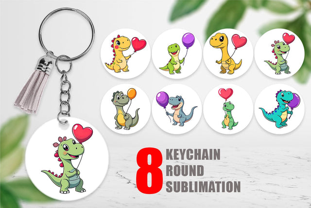 Keychain Dino with Balloon Sublimation artnoy 