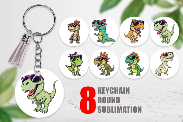Keychain Dino with Sunglasses Sublimation artnoy 