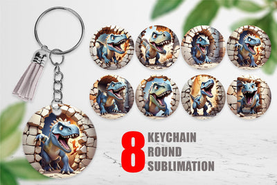 Keychain Dinosaurs in Wall Sublimation artnoy 