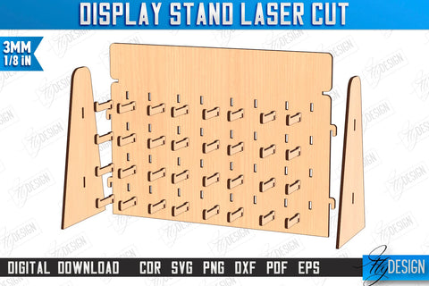Keychain Display Stand Laser Cut | Craft Show Display Stand | Wooden Product Organizer | CNC File SVG Fly Design 