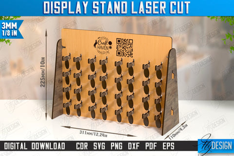 Keychain Display Stand Laser Cut | Craft Show Display Stand | Wooden Product Organizer | CNC File SVG Fly Design 
