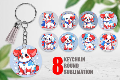 Keychain Dog 4th July Sublimation artnoy 
