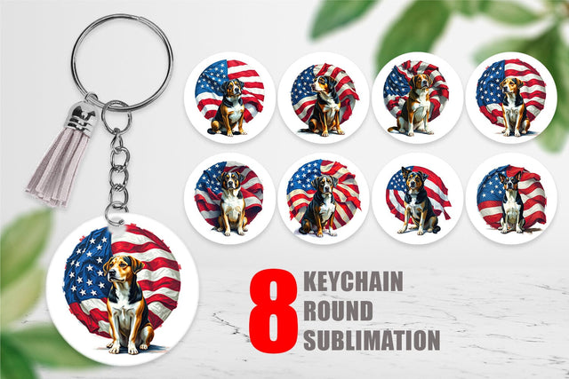 Keychain Dog 4th of July Sublimation artnoy 