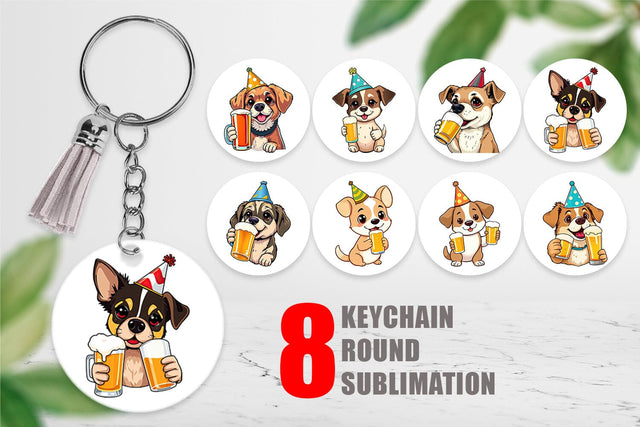 Keychain Dog Beer Day Sublimation artnoy 