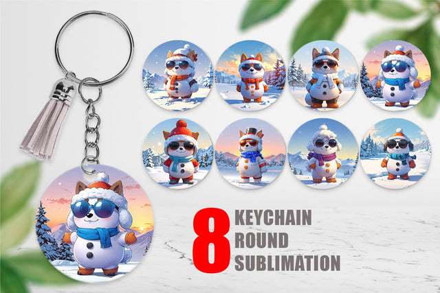 Keychain Dog Christmas Sublimation artnoy 