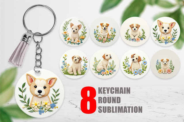 Keychain Dog Embroidery Sublimation artnoy 