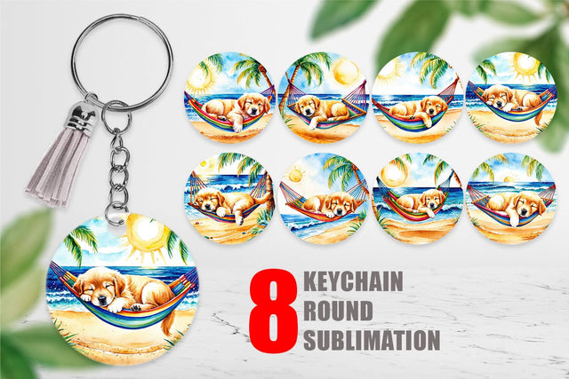 Keychain Dog in Summer Hammock Sublimation artnoy 