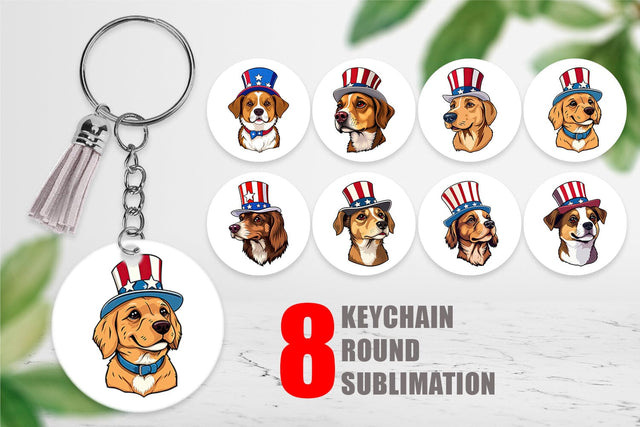 Keychain Dog Patriotic Sublimation artnoy 