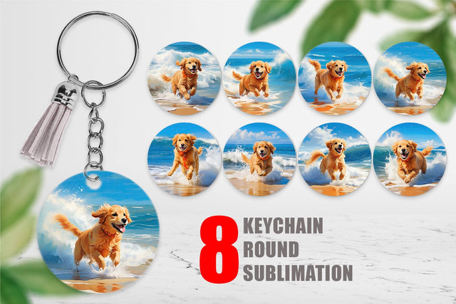Keychain Dog Running on the Beach Sublimation artnoy 