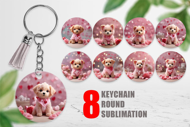 Keychain Dog Valentine Sublimation artnoy 