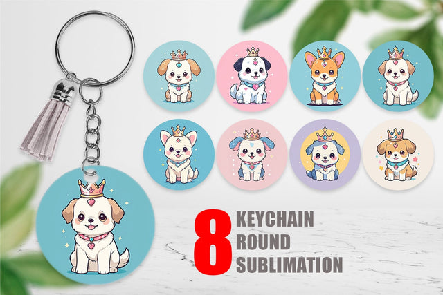 Keychain Dog Wearing Crown Sublimation artnoy 