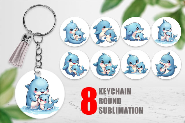 Keychain Dolphin Mother's Day Sublimation artnoy 