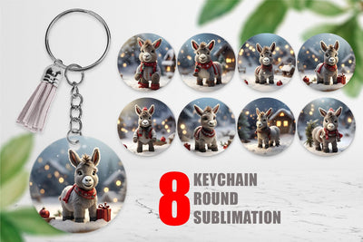 Keychain Donkey Christmas Sublimation artnoy 