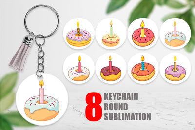 Keychain Donut Candle Sublimation artnoy 