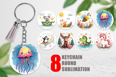 Keychain Doodle Dream Animals Sublimation artnoy 