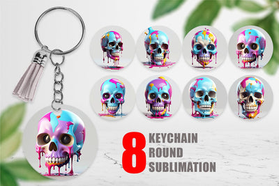 Keychain Dripping Skull Sublimation artnoy 